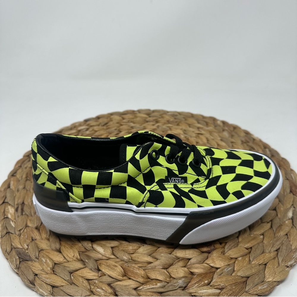 New VANS Era Stacked Warp Check Glow In The Dark Platform Sneakers Size 5 Womens